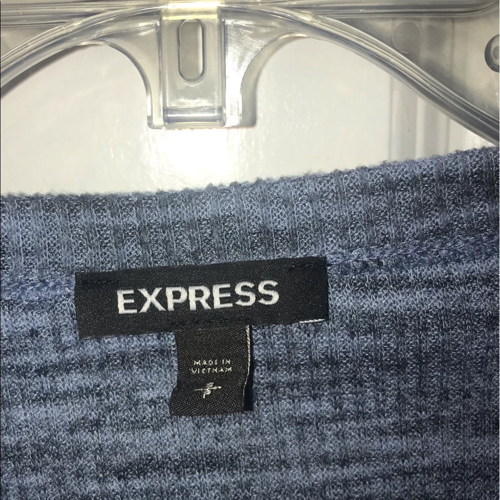 Tied Ruched Blue Sweater - Picture 2 of 2
